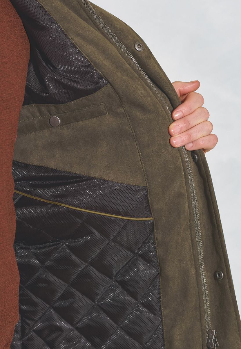 Suede Padded Niven Jacket - Khaki