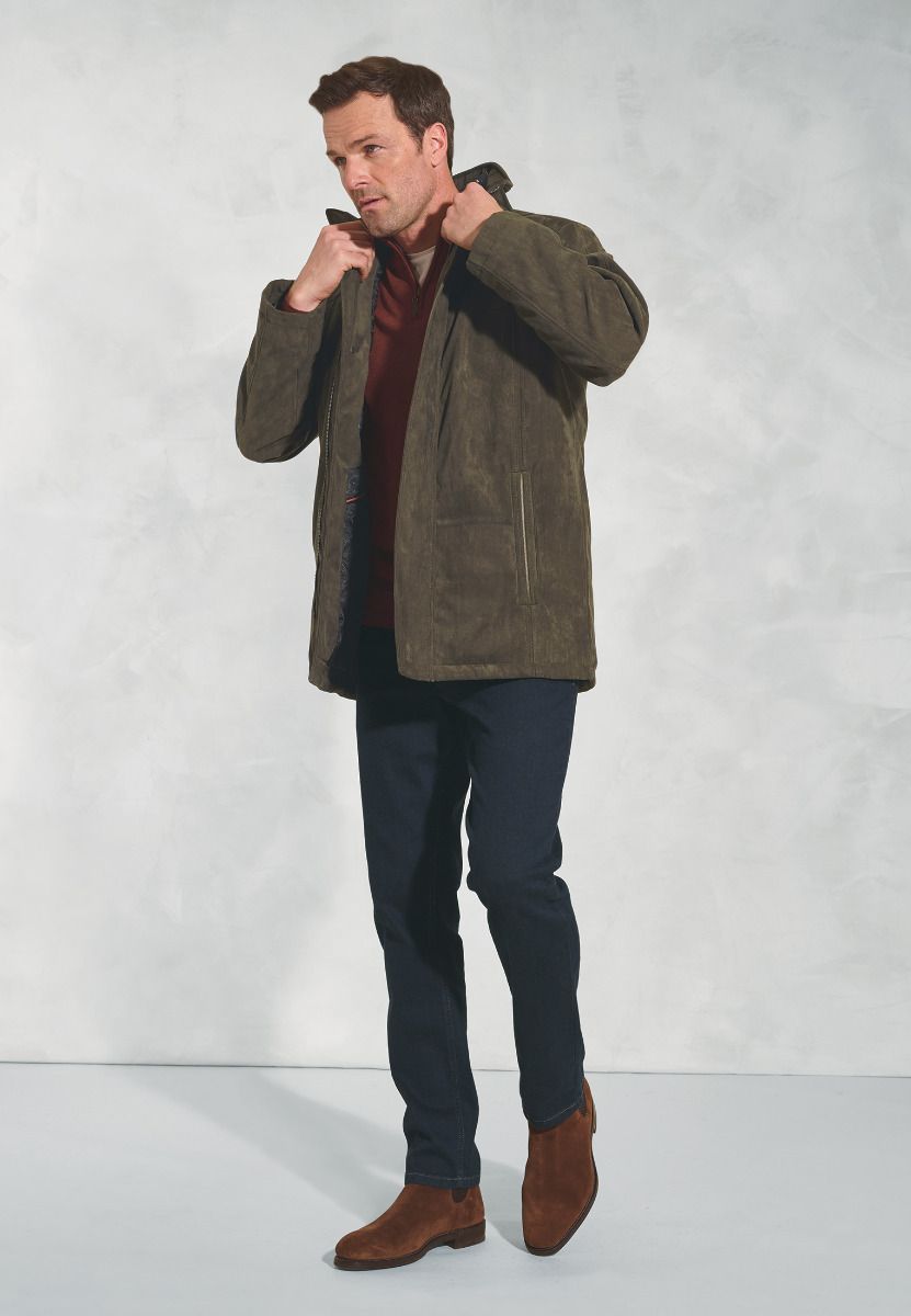 Suede Padded Niven Jacket - Khaki