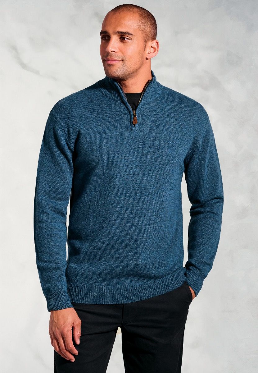 Lambswool Quarter Zip Rutherford - Teal