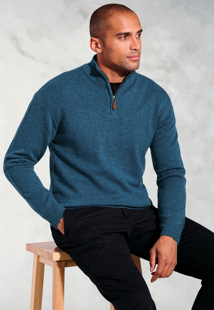 Lambswool Quarter Zip Rutherford - Teal