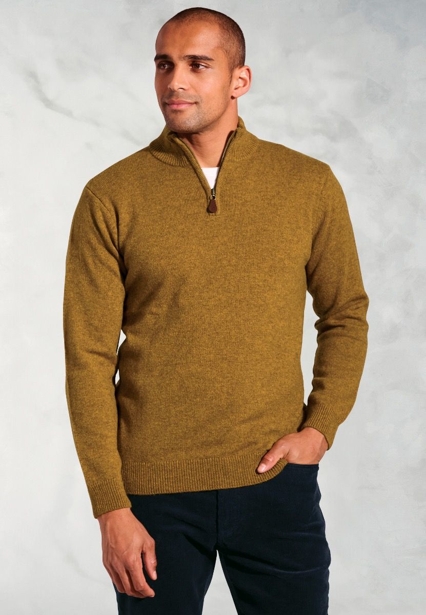 Lambswool Quarter Zip Rutherford - Mustard