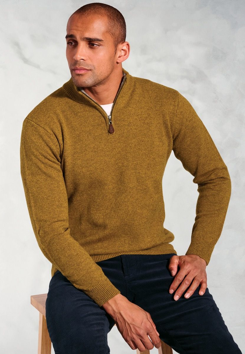 Lambswool Quarter Zip Rutherford - Mustard