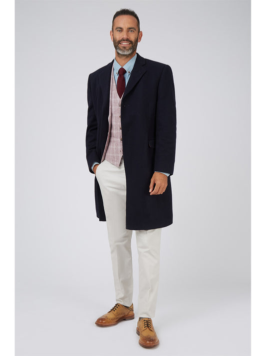 3/4 Wool-Rich Blend Overcoat - Navy