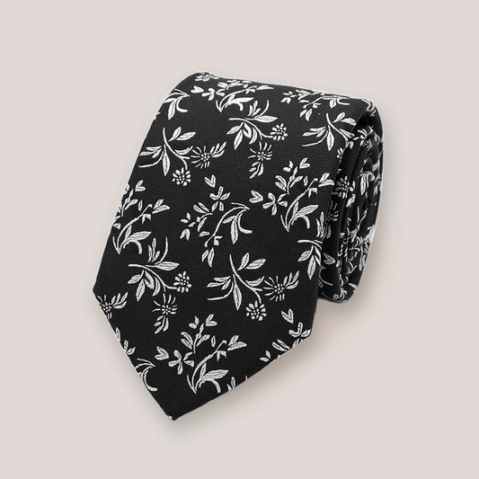 Classic Floral Silk Tie - Black 7101/1