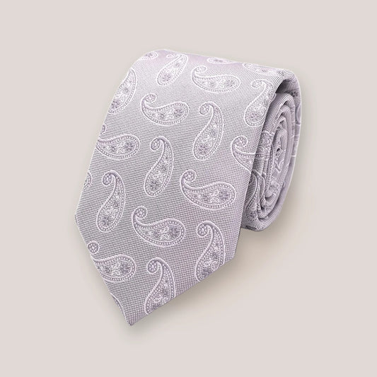 Classic Paisley Silk Tie - Silver 7102/2