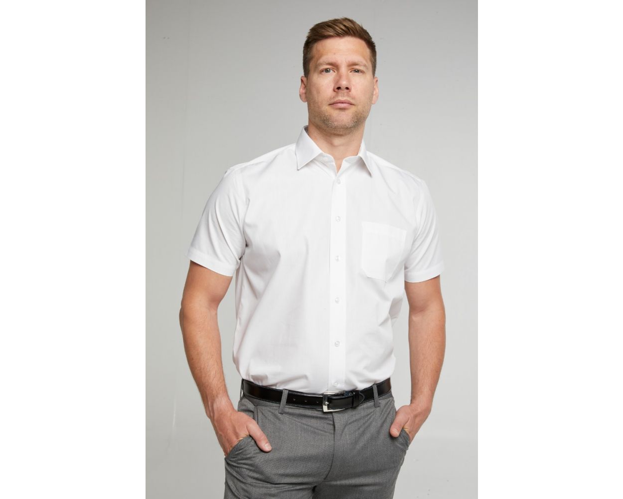 King Size Classic Easy Care Short Sleeve Shirt - White