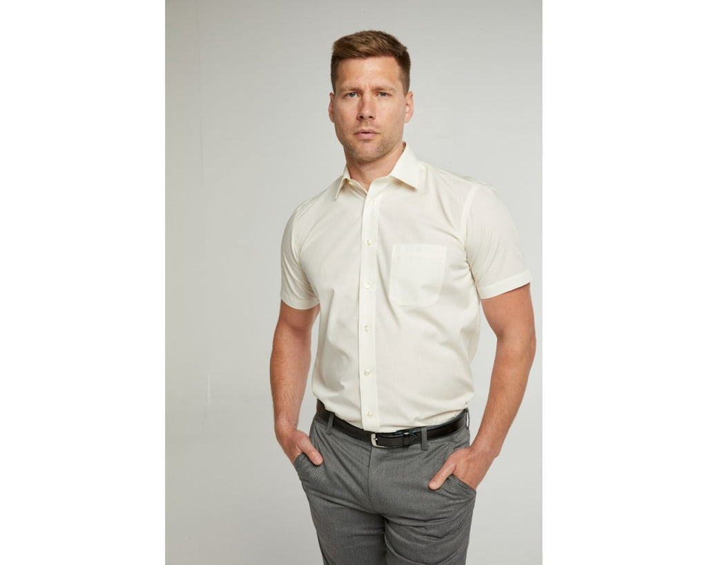 King Size Classic Easy Care Short Sleeve Shirt -Cream