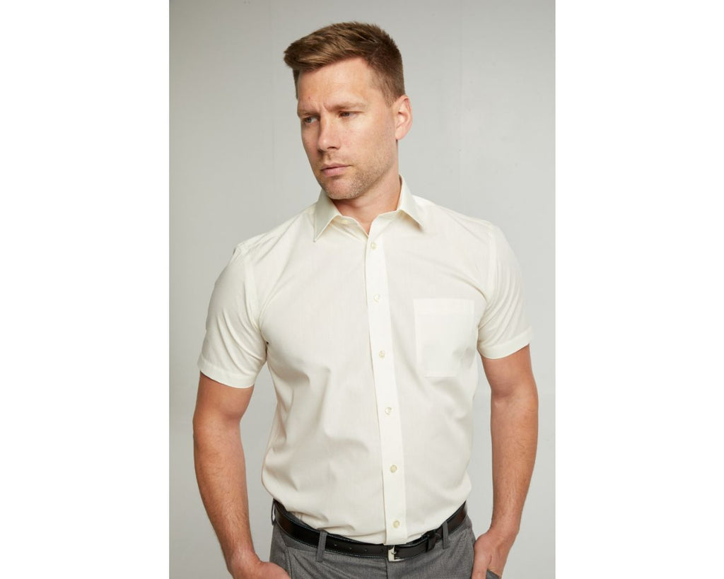 King Size Classic Easy Care Short Sleeve Shirt -Cream