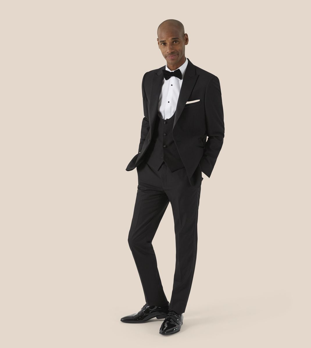 Sinatra Tailored Black Dinner Trousers with Satin Stripe