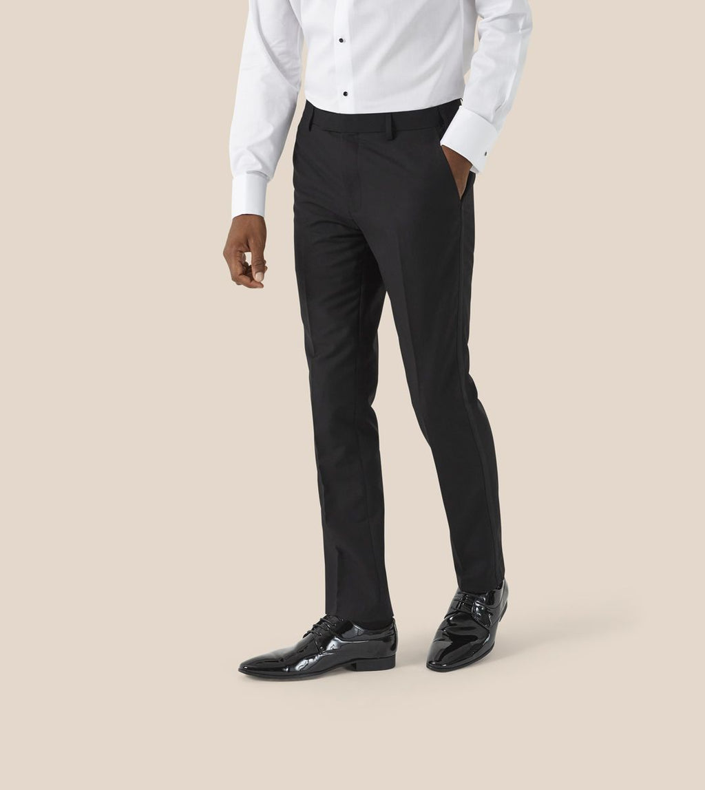 Sinatra Tailored Black Dinner Trousers with Satin Stripe
