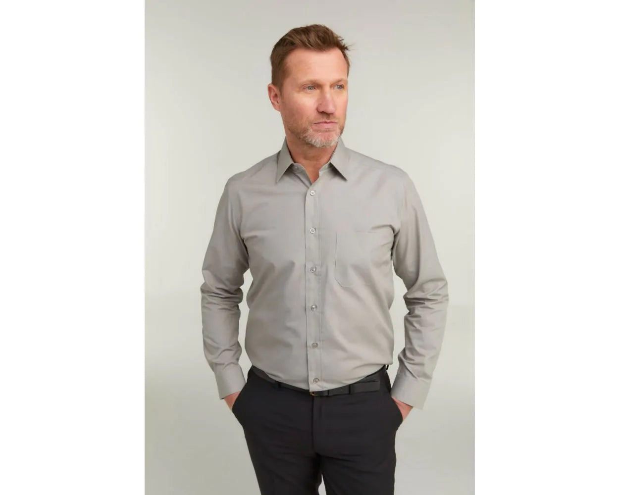 King Sze Classic Easy Care Long Sleeve Shirt - Khaki