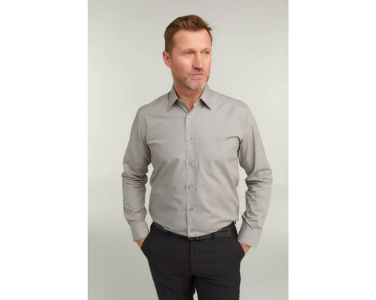King Sze Classic Easy Care Long Sleeve Shirt - Khaki