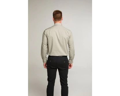 King Sze Classic Easy Care Long Sleeve Shirt - Khaki