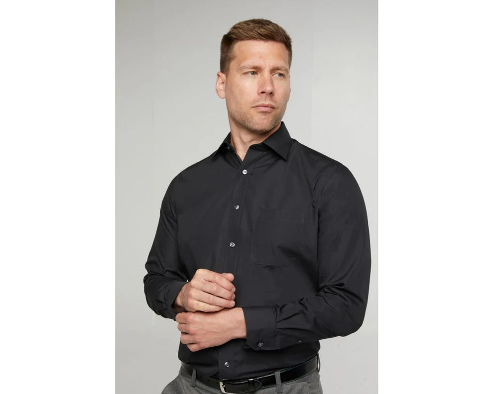 King Sze Classic Easy Care Long Sleeve Shirt - Black