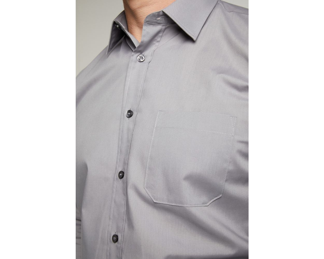 King Sze Classic Easy Care Long Sleeve Shirt - Silver