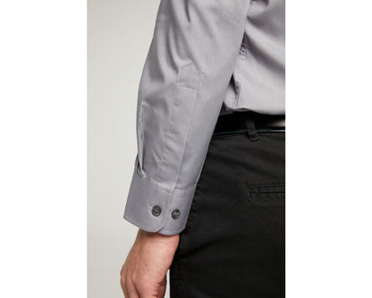 King Sze Classic Easy Care Long Sleeve Shirt - Silver