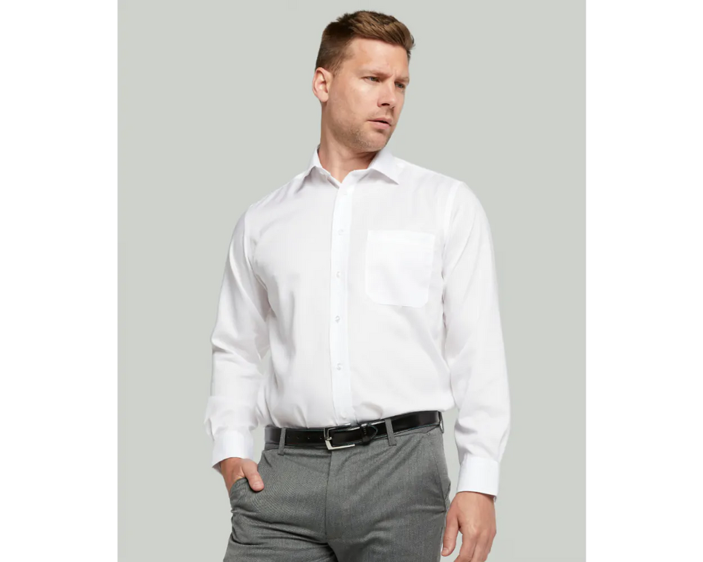 Cotton-Rich Non Iron Long Sleeve Shirt - White