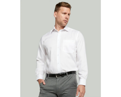 Cotton-Rich Non Iron Long Sleeve Shirt - White