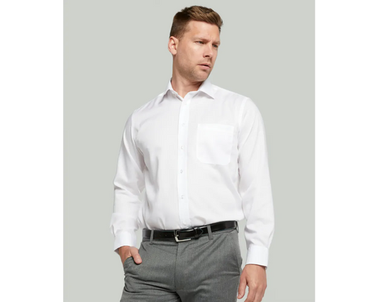 Cotton-Rich Non Iron Long Sleeve Shirt - White