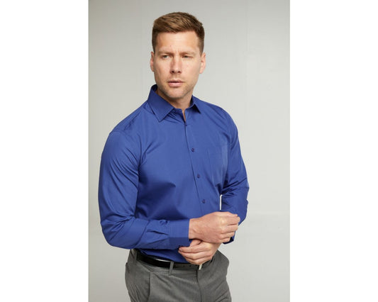 Cotton-Rich Non Iron Long Sleeve Shirt - Royal Blue