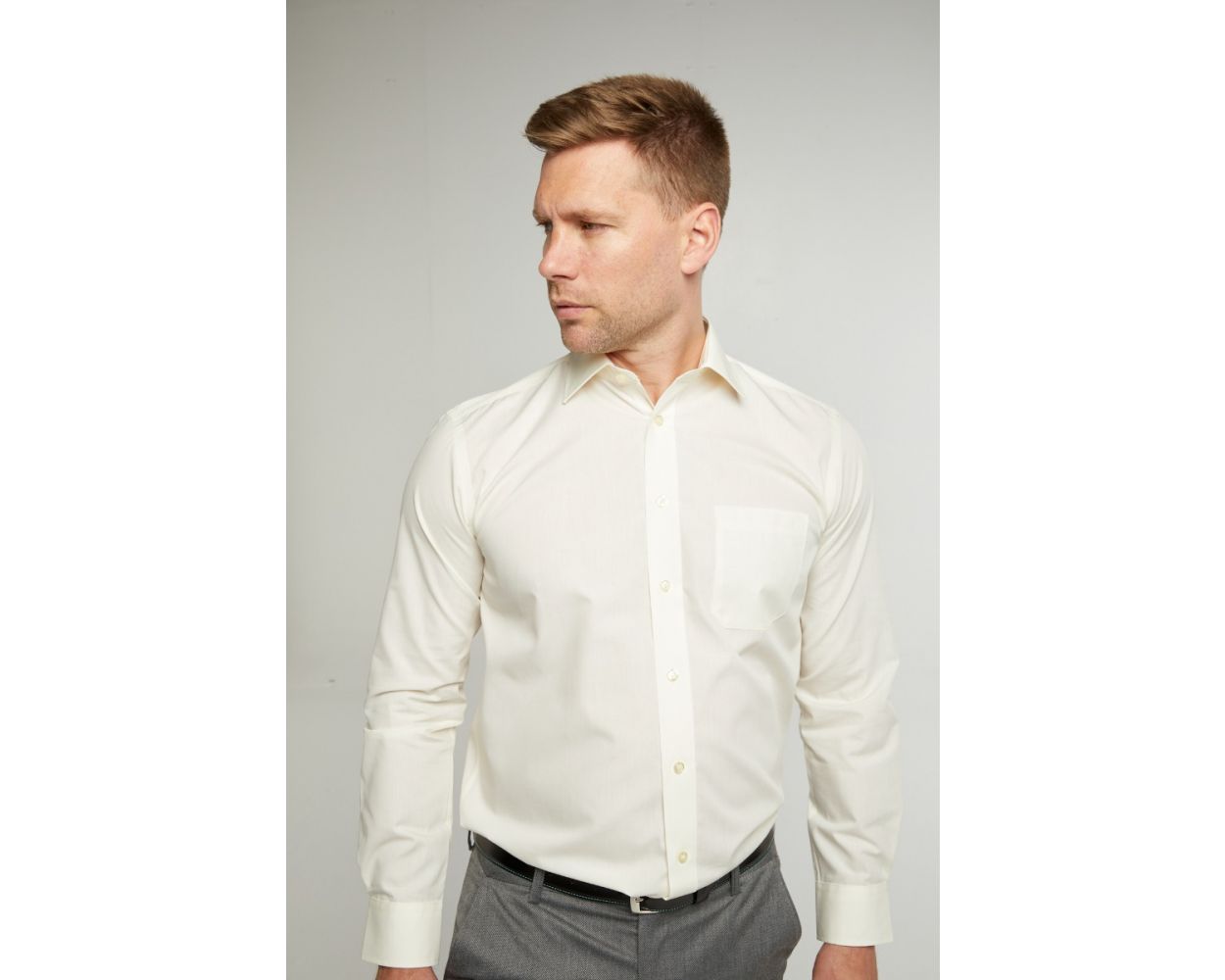 King Sze Classic Easy Care Long Sleeve Shirt - Cream