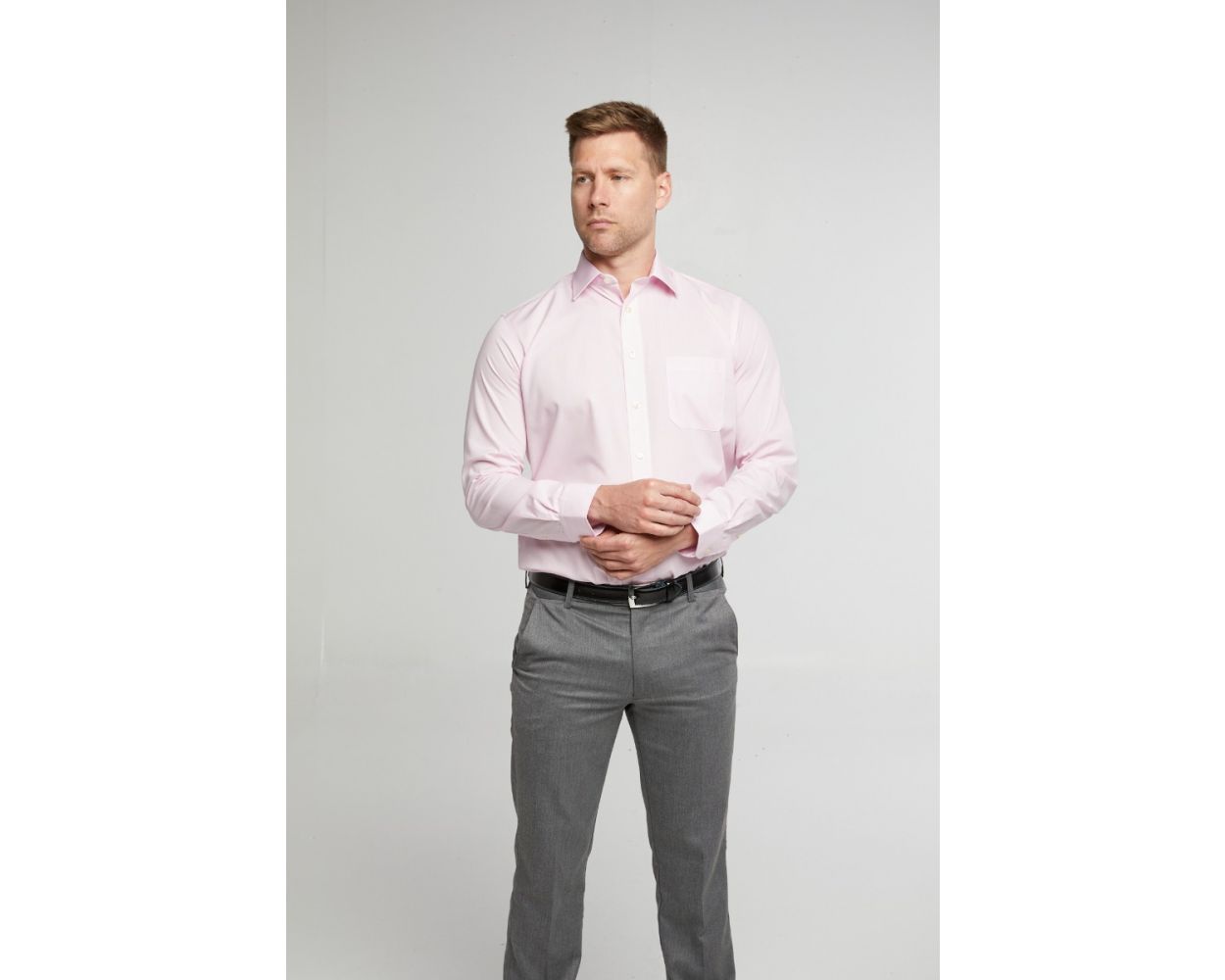 Cotton-Rich Non Iron Long Sleeve Shirt - New Pink