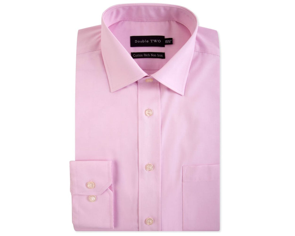 Cotton-Rich Non Iron Long Sleeve Shirt - New Pink