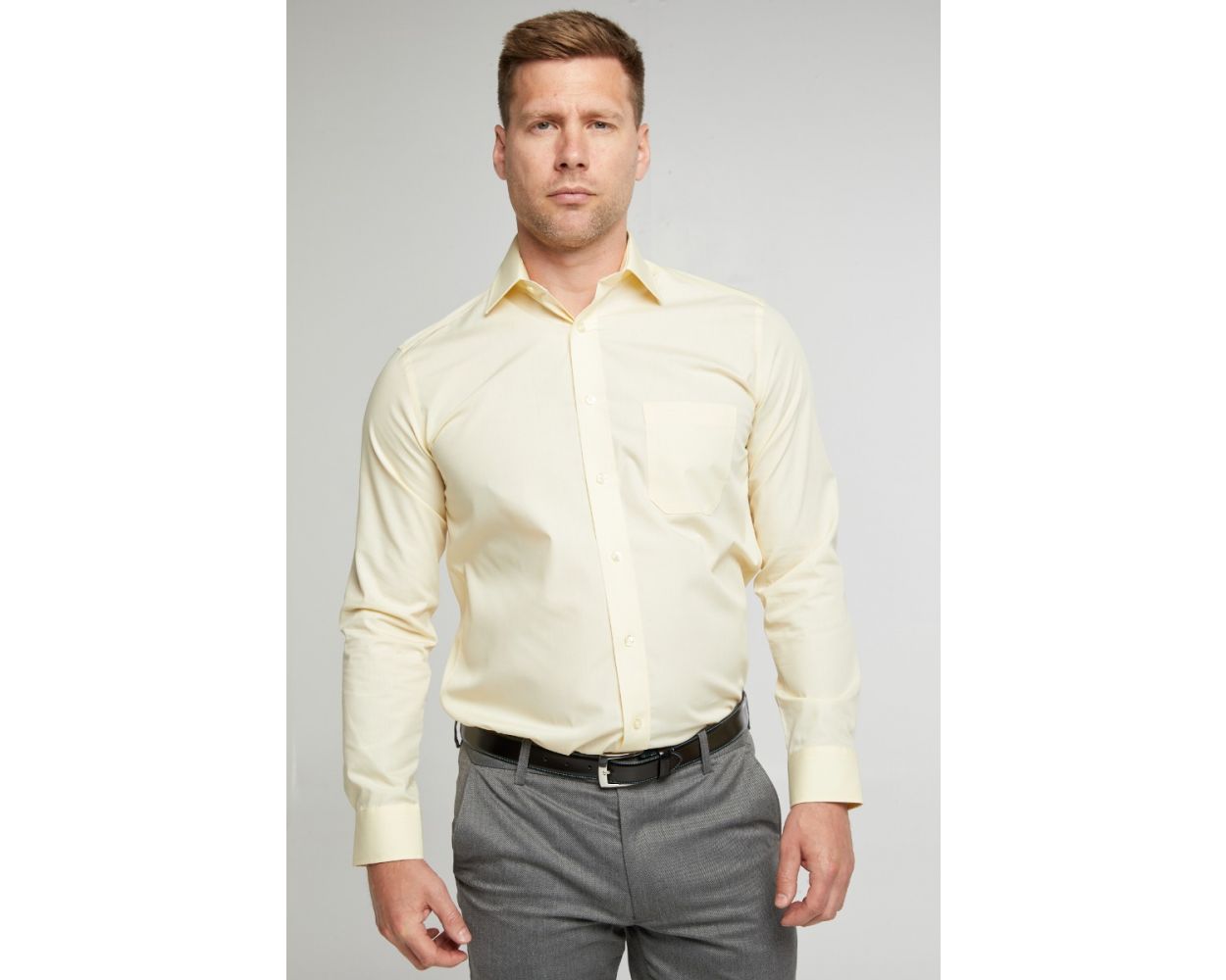 King Size Cotton-Rich Non Iron Long Sleeve Shirt - Lemon