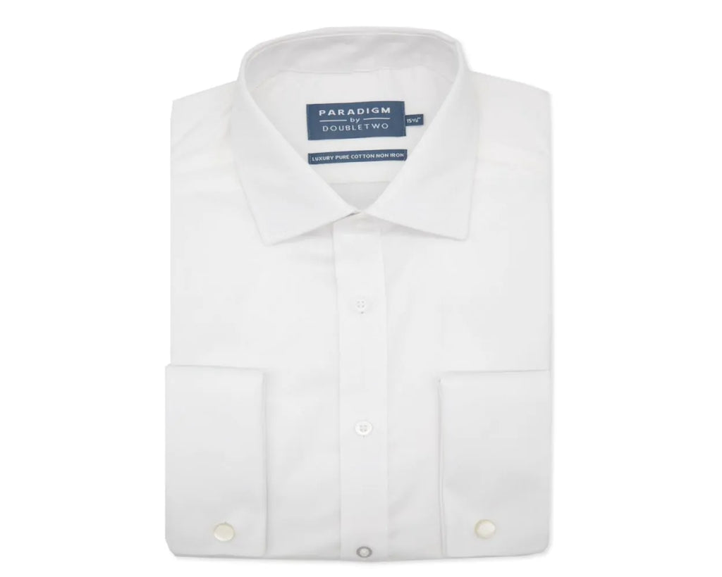 Paradigm Non-Iron Pure Cotton Twill Shirt - Double Cuff - White