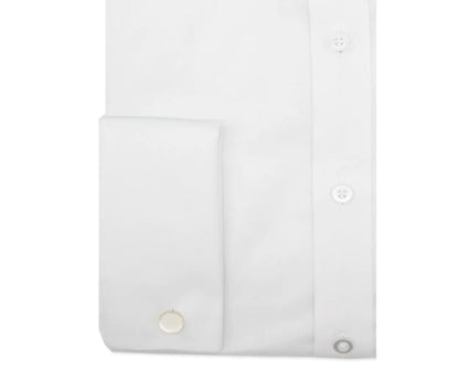KING SIZE - Paradigm Non-Iron Pure Cotton Twill Shirt - Double Cuff - White
