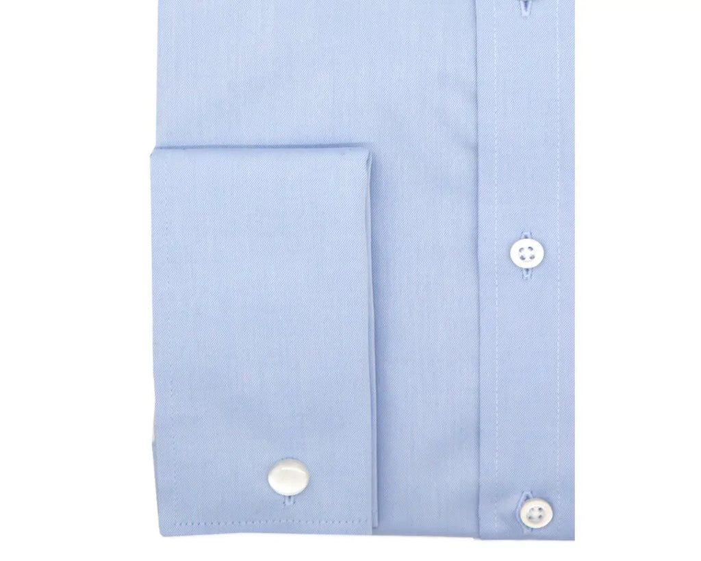 KING SIZE - Paradigm Non-Iron Pure Cotton Twill Shirt - Double Cuff - Light Blue