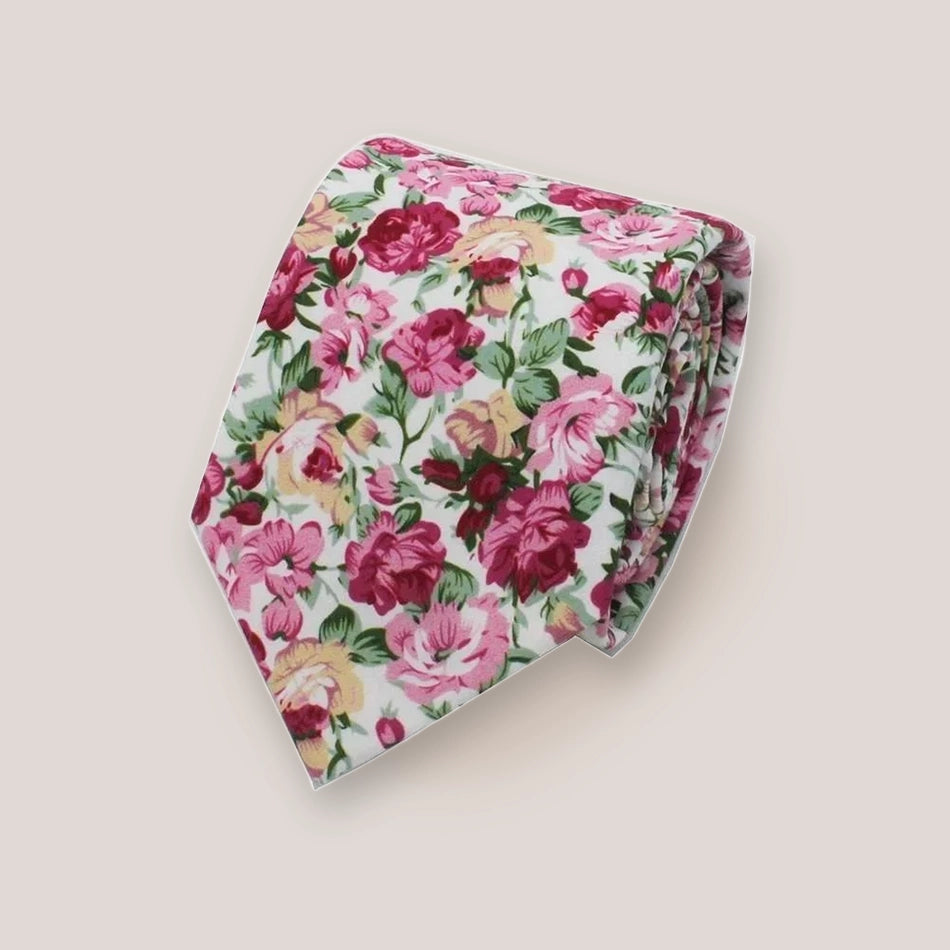 Beautiful Floral Cotton Tie - Pink 4048/1