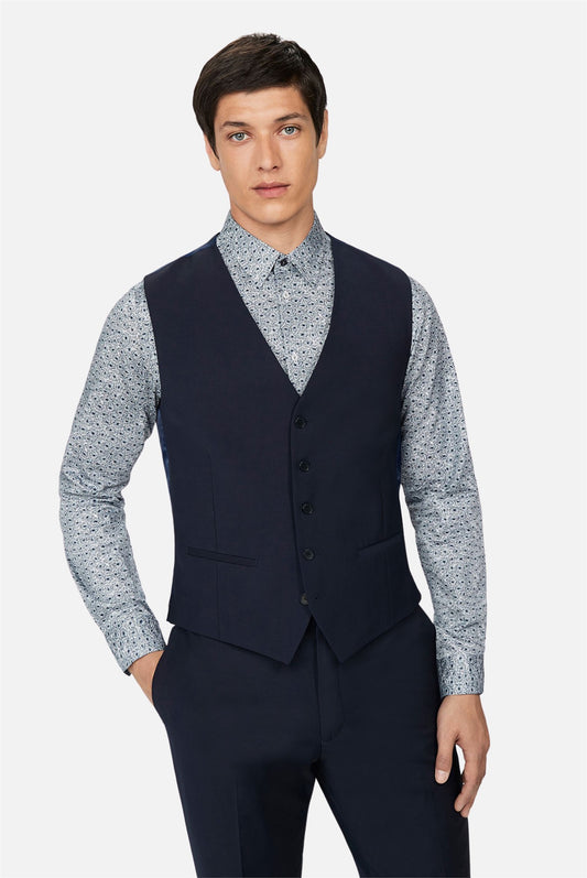 Ted Baker Slim Fit Panama Navy Suit Waistcoat