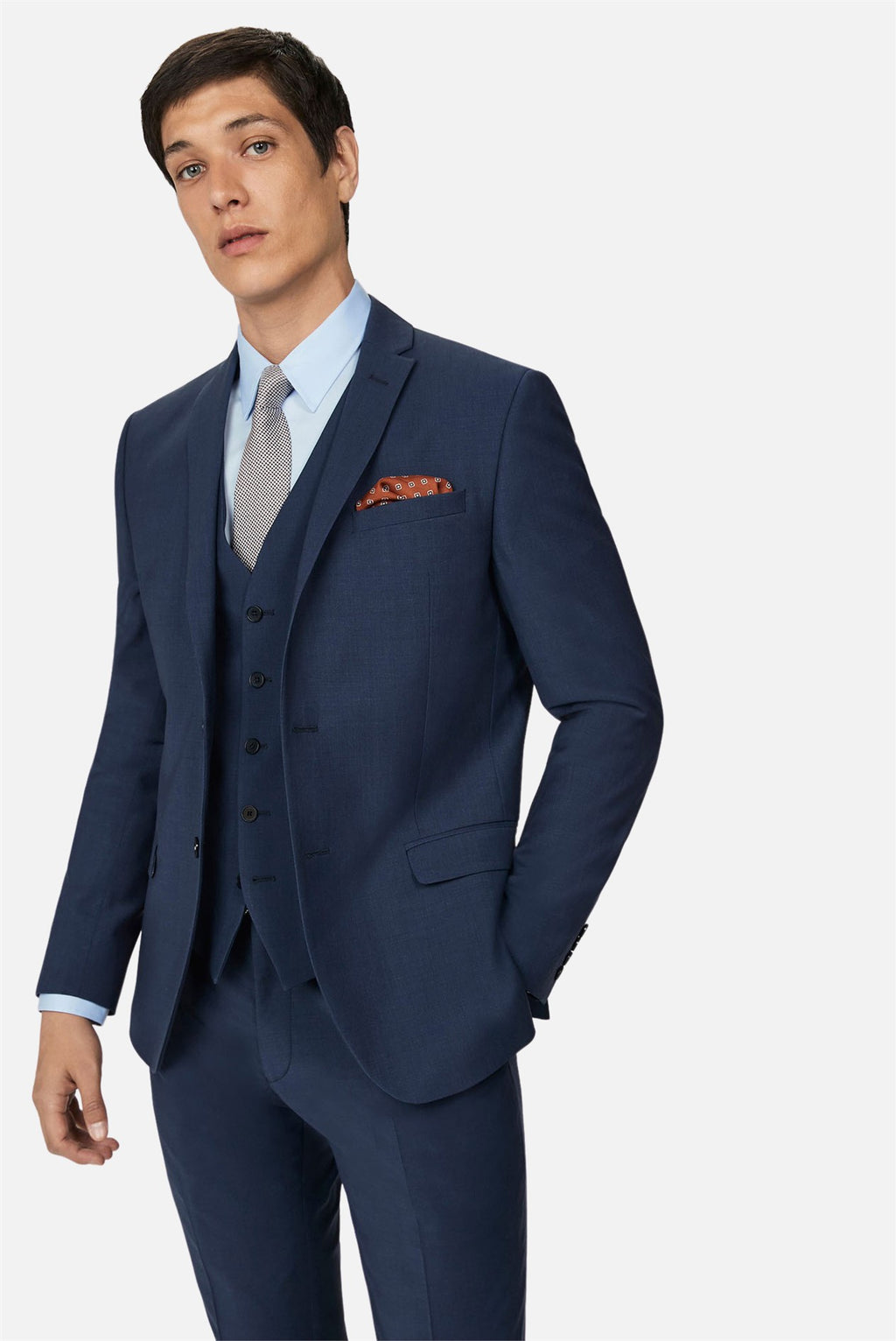 Ted Baker Slim Fit Panama Blue Suit Waistcoat