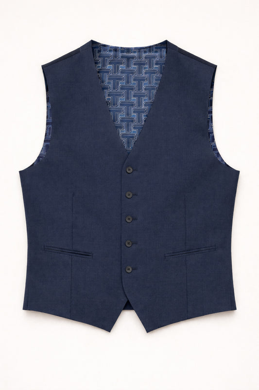 Ted Baker Slim Fit Panama Blue Suit Waistcoat