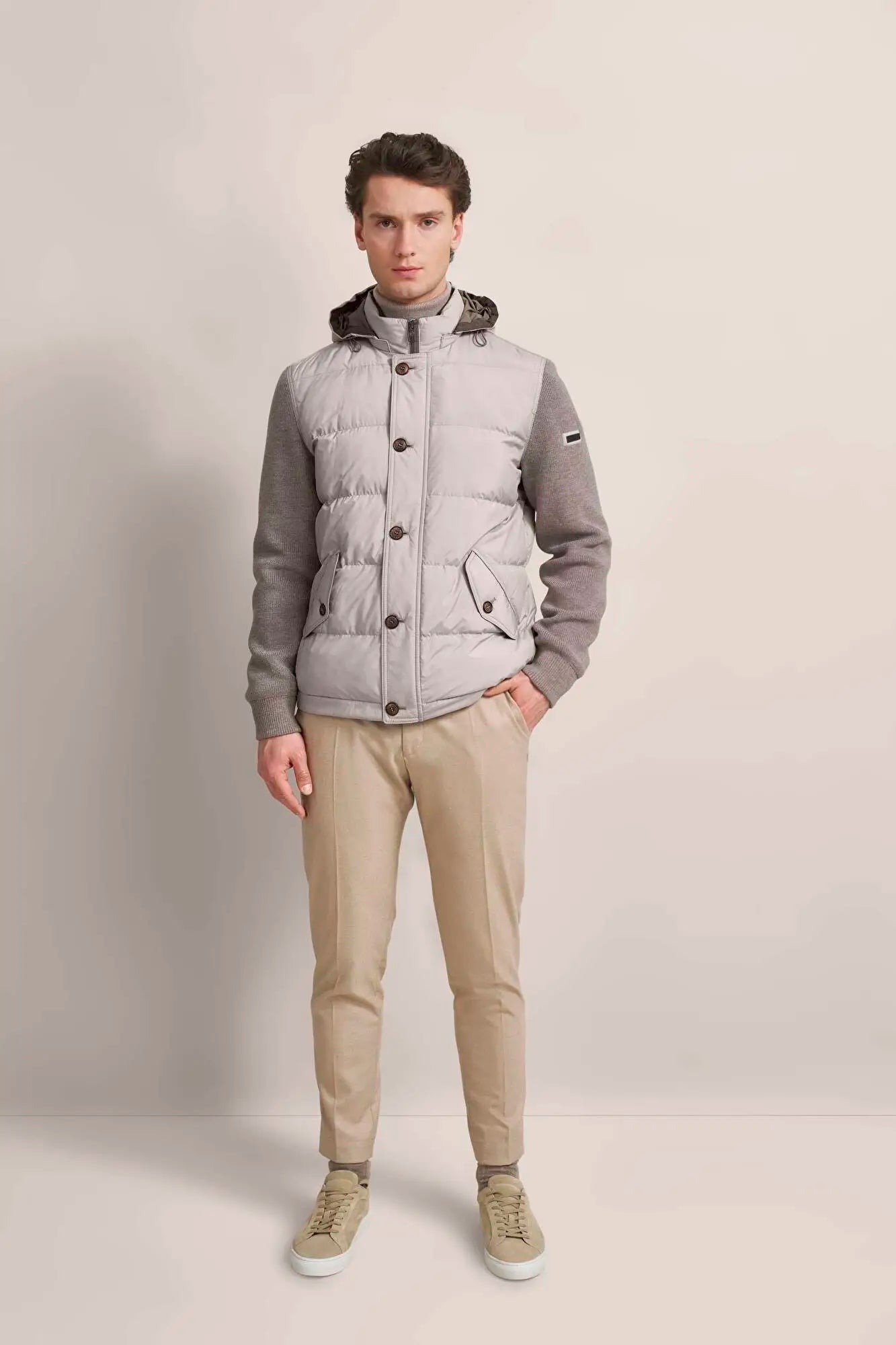 Bugatti Quilted & Knit Hybrid Jacket - Beige