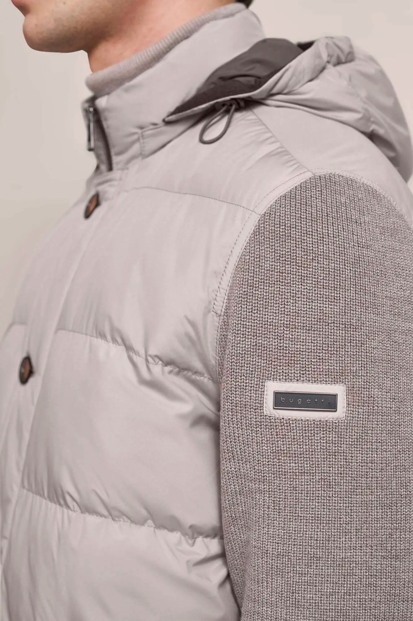 Bugatti Quilted & Knit Hybrid Jacket - Beige