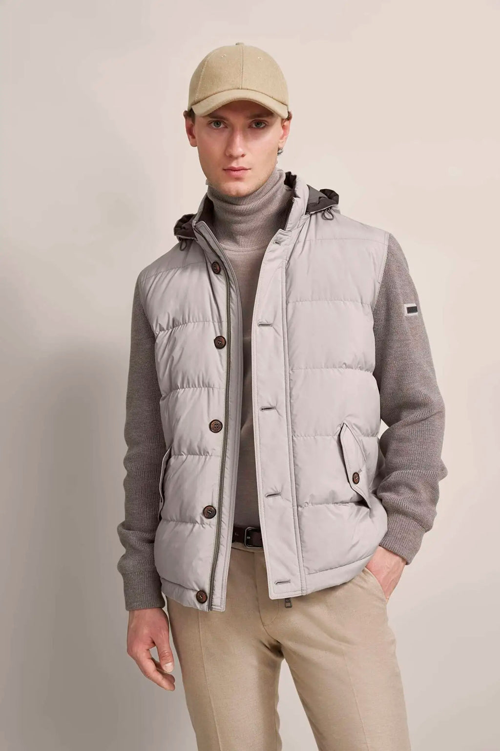 Bugatti Quilted & Knit Hybrid Jacket - Beige