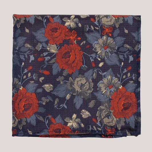 Large Floral Hankie - Multi on Navy 1901/4