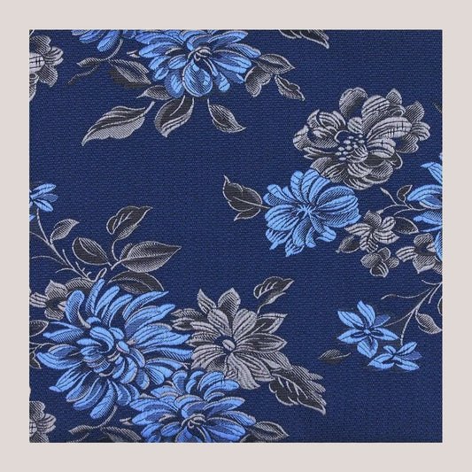 Large Flower Hankie - Blue on Navy 1915/1