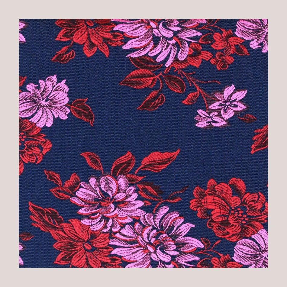 Large Flower Hankie - Pink on Navy 1915/2