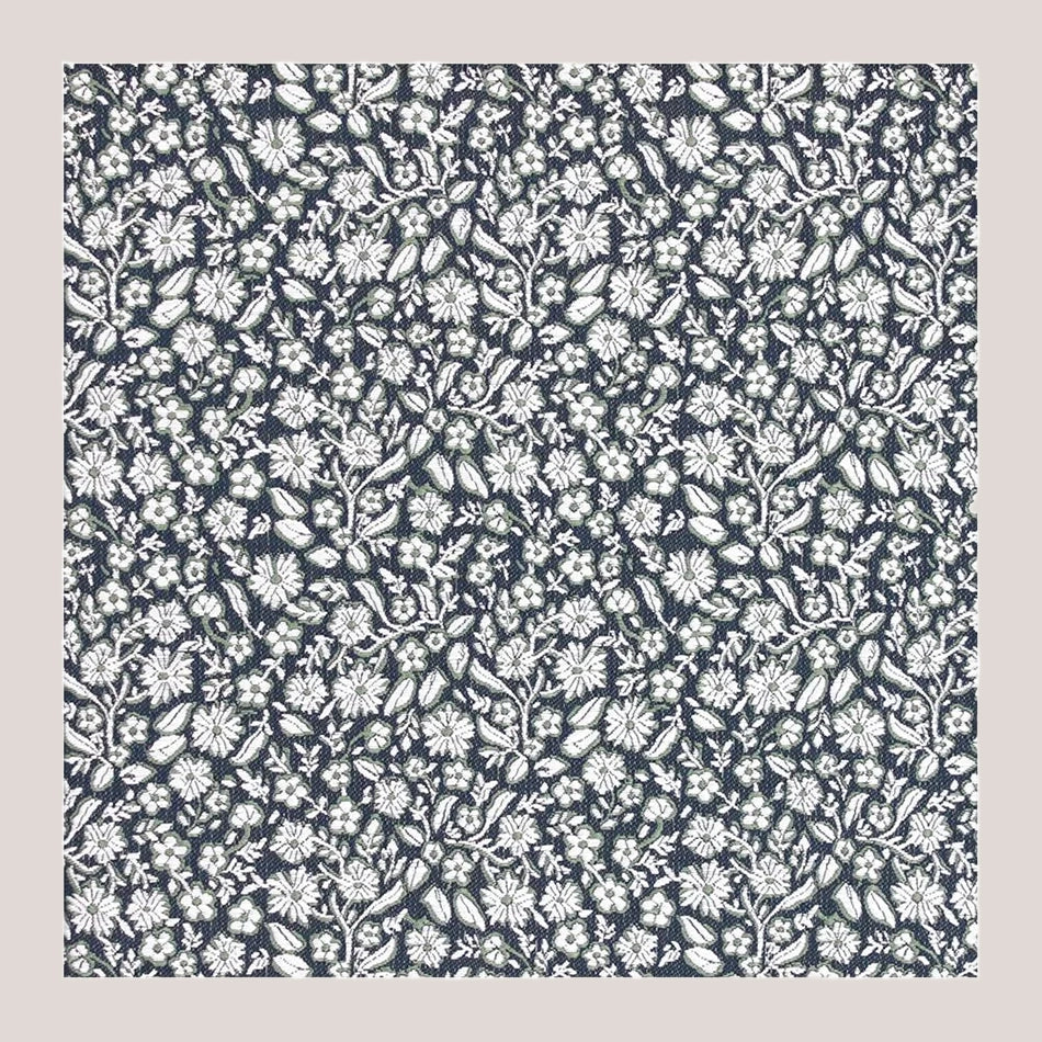 Micro Floral Hankie - Silver On Sage 1917/1