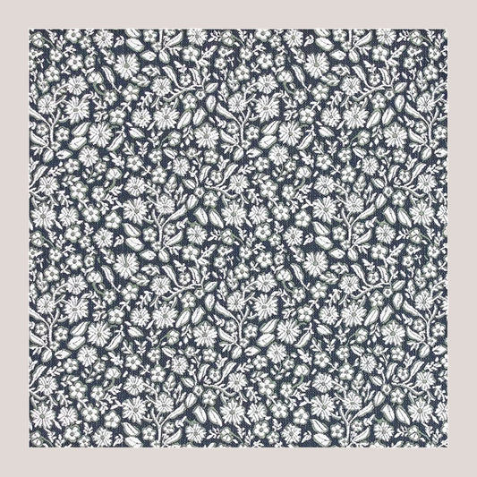 Micro Floral Hankie - Silver On Sage 1917/1