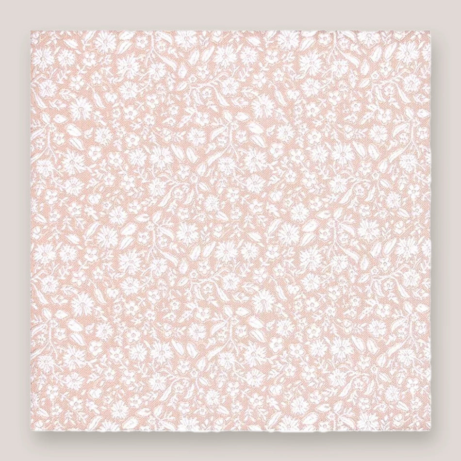 Micro Floral Hankie - Silver On Champagne 1917/3