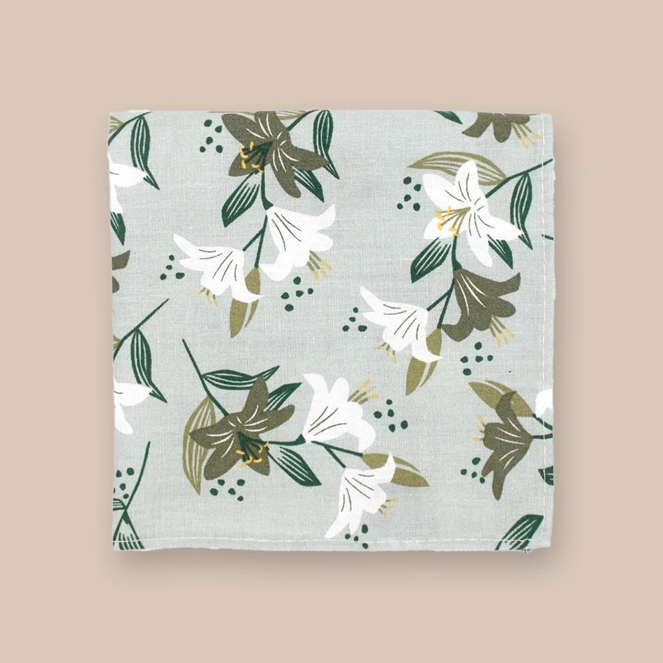 Lillies Hankie - Green on Sage 4044/1