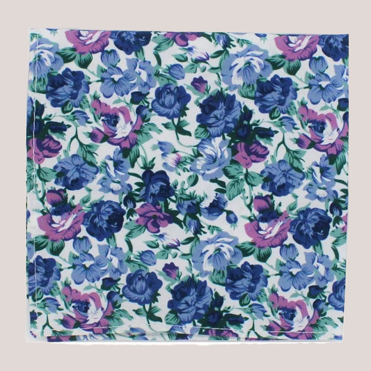 Beautiful Floral Cotton Hankie - Blue 4048/2