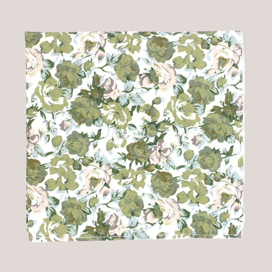 Beautiful Floral Cotton Hankie - Sage 4048/3