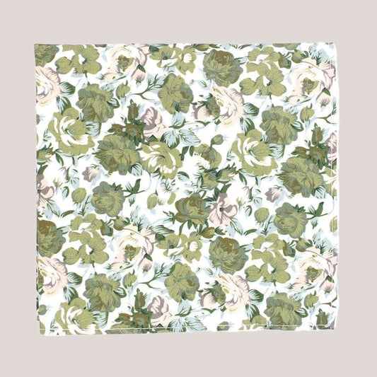 Beautiful Floral Cotton Hankie - Sage 4048/3