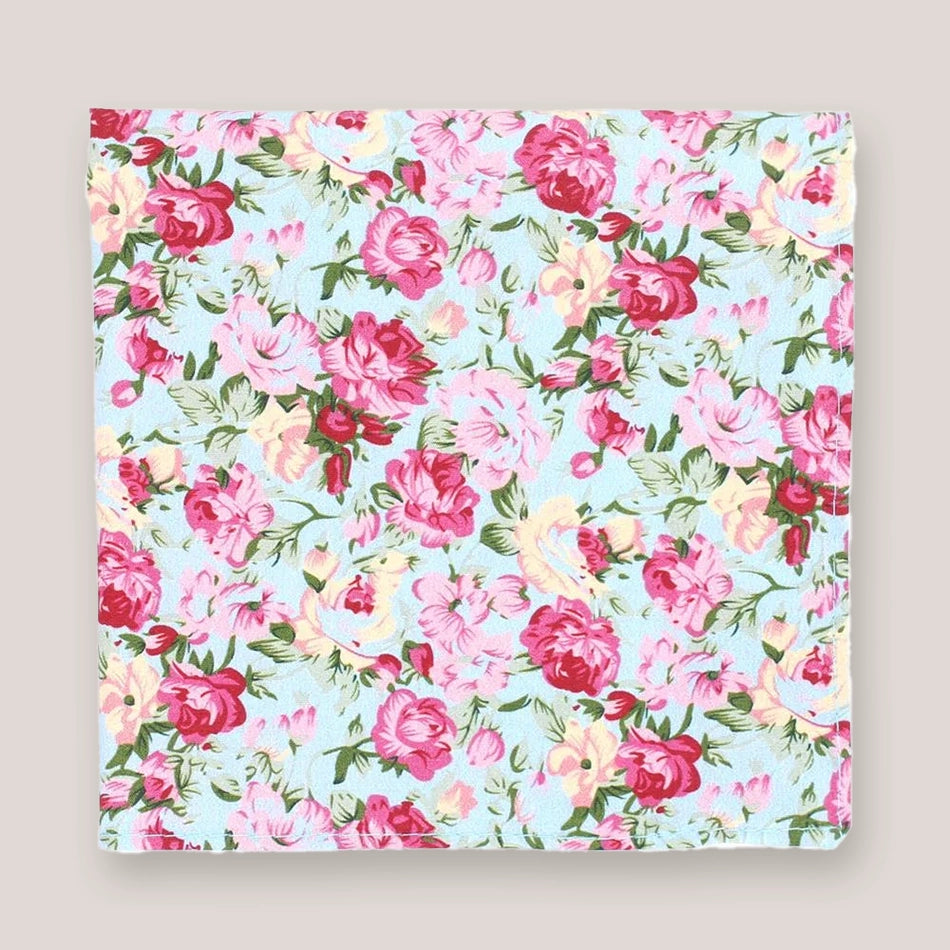 Beautiful Floral Cotton Hankie - Sky 4048/5