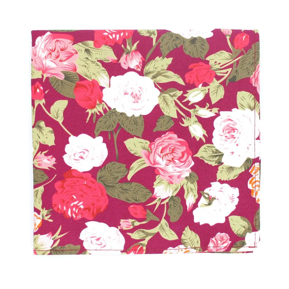 Beautiful Rose Cotton Hankie - Wine 4053/1